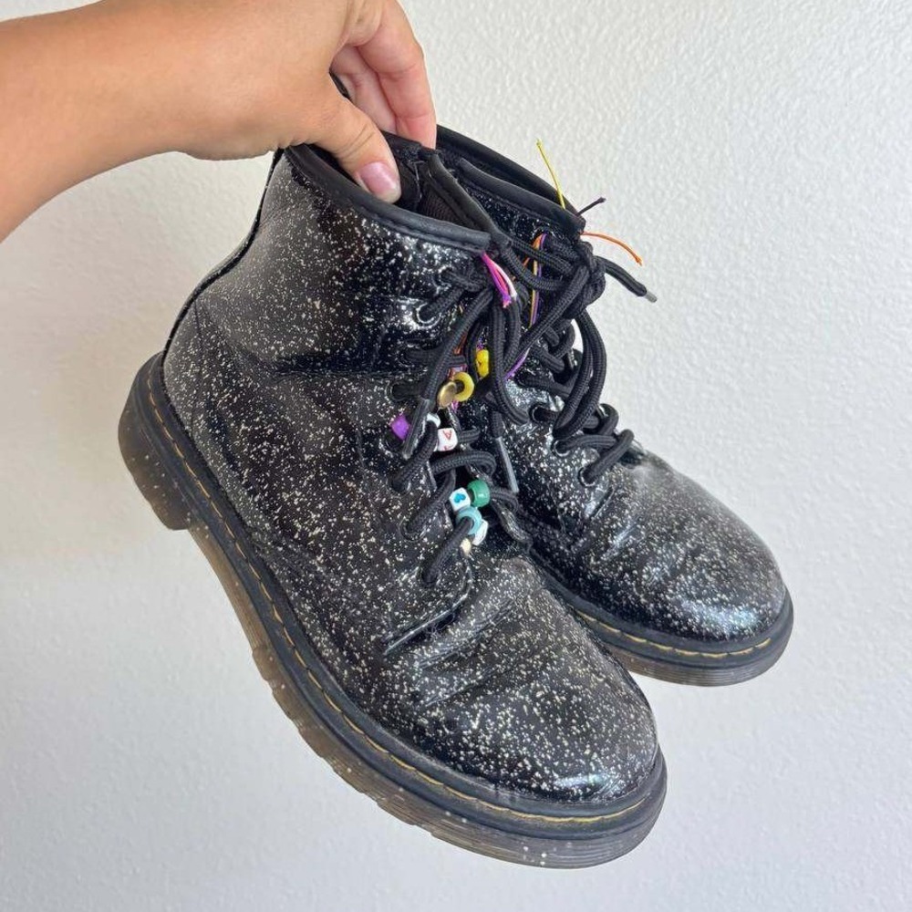 Dr Martens 1460 J Black Cosmic Glitter 8Eye Boots Kids 3 Y2K Grunge Streetwear